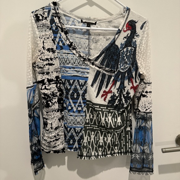 Multicolored long-sleeved burnout tee - Picture 1 of 3